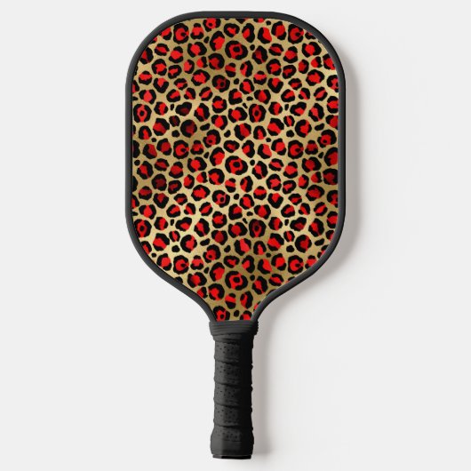 Rood goud en zwarte Folie Lopard-penseelstreken Pickleball Paddle (Achterkant)