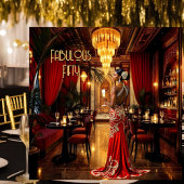 Rood Goud Fabulous Art Deco Jurk Etnische Vrouw Kaart