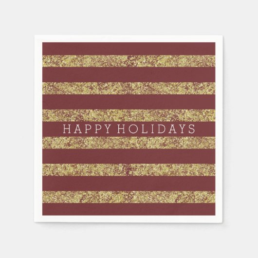 Rood Goud Faux Glitter Strepen Servetten (Voorkant)