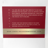 Rood & Goud Foto Drievoudig Huwelijksuitnodiging Drieluik Uitnodiging (Binnenzijde eerst)