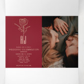 Rood & Goud Foto Drievoudig Huwelijksuitnodiging Drieluik Uitnodiging (Binnenkant midden)