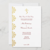 Rood & Goud Ganesha en Mehndi Indiase bruiloft Kaart (Voorkant)