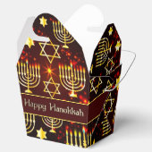 Rood & Goud Gelukkig Chanoeka Menorah Take-Out Bedankdoosjes (Geopend)