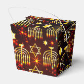 Rood & Goud Gelukkig Chanoeka Menorah Take-Out Bedankdoosjes (Achterkant)