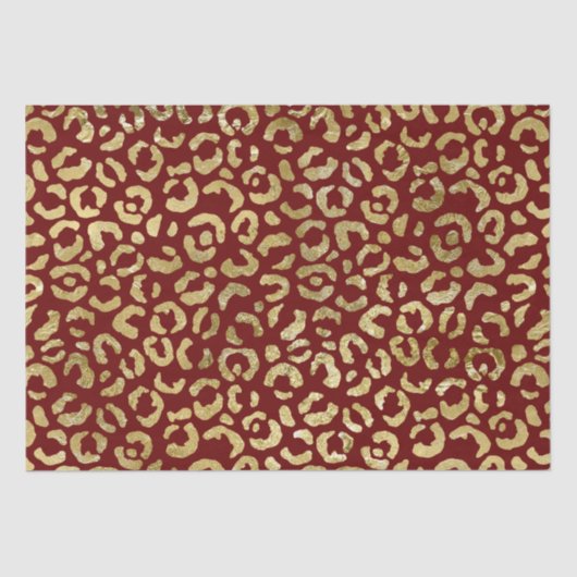 Rood Goud Glam Luipaard Print Tissuepapier (Voorkant)