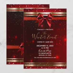 Rood & Goud Glitter Chic Strik Elegante Kerst Even Kaart