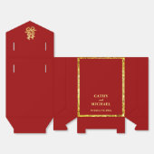 Rood goud glitter dubbel geluk Chinese bruiloft Bedankdoosjes (Ongevouwen)