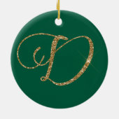 Rood Goud Glitter Letter D Keramisch Ornament (Achterkant)