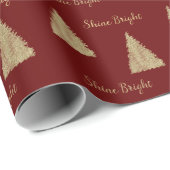 Rood Goud Glitter Shine Kerstbomen Cadeaupapier (Rol Hoek)