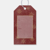  rood & goud Glitter Sneeuwvlokken Cadeaulabel (Achterkant)