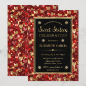 Rood & Goud Glitter Valentijn Harten Sweet Sixteen Kaart (Voorkant / Achterkant)