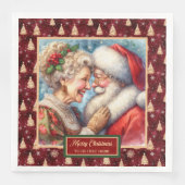 Rood Goud Groen Kerst Servetten Santa Paar (Voorkant)