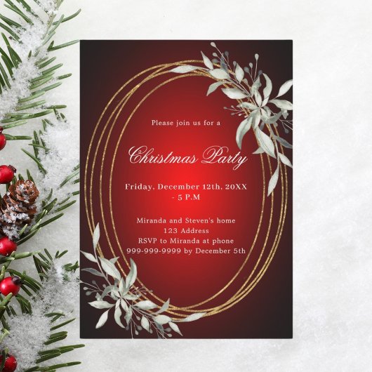 Rood goud groen kerstfeest kaart