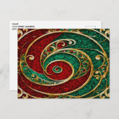 Rood Goud Groen Kerstvakantie Briefkaart (Voorkant / Achterkant)