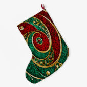 Rood Goud Groen Kerstvakantie Stocking Grote Kerstsok (Achterkant (Hangend))