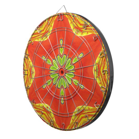 Rood Goud Groen Mandala Art Print Dartbord (Voorkant Rechts)