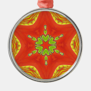 Rood Goud Groen Mandala Art Print Metalen Ornament