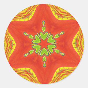 Rood Goud Groen Mandala Art Print Ronde Sticker