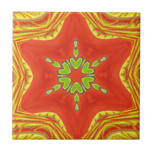 Rood Goud Groen Mandala Art Print Tegeltje