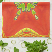 Rood Goud Groen Mandala Art Print Theedoek (Gevouwen)