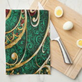 Rood Goud Groene Kerst Vakantie Keuken Handdoek (Quarter Fold)