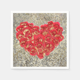 Rood & Goud Hart Glam Valentijnsfeestje Servet