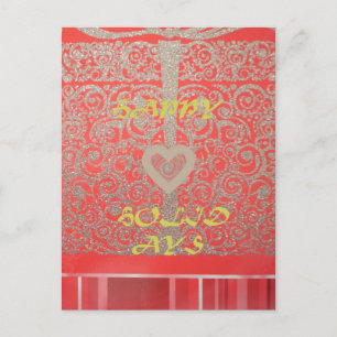 Rood & Goud Hart Glitter: Luxe Prettig Kerstfeest Feestdagenkaart