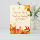 Rood & goud herfst blad Save the Date Kaart (Staand voorkant)