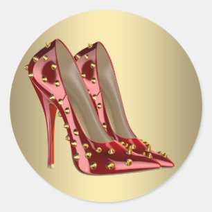 Rood Goud Hoge Hak Schoen Stickers