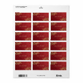 Rood/Goud Holly Bloeiend Kerstmisadresetiket Etiket (Full Sheet)