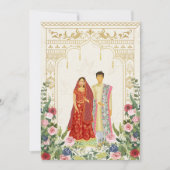 Rood & Goud Indisch paar Bruiloft Uitnodiging (Voorkant)