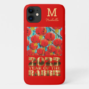 Rood Goud Initieel Monogram Maans Nieuwjaar van de iPhone 11 Hoesje