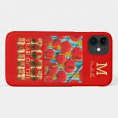 Rood Goud Initieel Monogram Maans Nieuwjaar van de Case-Mate iPhone Case (Achterkant (horizontaal))