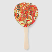  rood goud japans kimono bloembloem handwaaier (Voorkant)