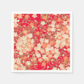 Rood Goud Japans Kimono Bloemen Decoupage Papier Servet (Voorkant)