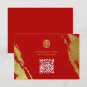 Rood goud kalligrafie penseelstreek chinese bruilo RSVP kaartje (Voorkant / Achterkant)
