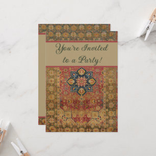 Rood Goud Kashan Tapijtkleed Perzisch Aziatisch Kaart