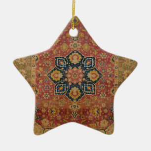 Rood Goud Kashan Tapijtkleed Perzisch Aziatisch Keramisch Ornament