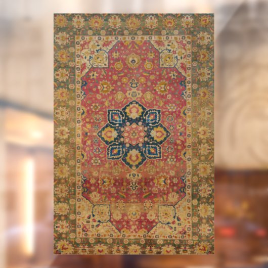 Rood Goud Kashan Tapijtkleed Perzisch Aziatisch Raamsticker (Vel 2)