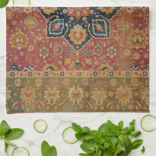 Rood Goud Kashan Tapijtkleed Perzisch Aziatisch Theedoek (Gevouwen)