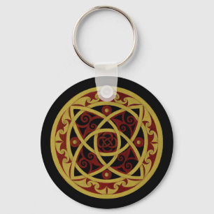 Rood & Goud Keltisch Ontwerp Sleutelhanger (cirkel