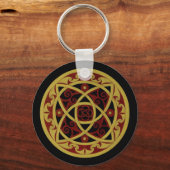 Rood & Goud Keltisch Ontwerp Sleutelhanger (cirkel (Voorkant)