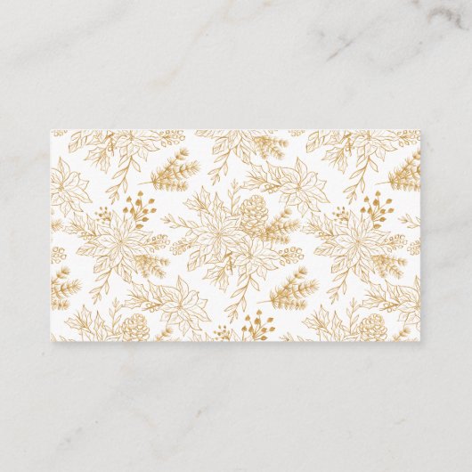 Rood Goud Kerst Bloemen QR Code Huwelijk RSVP Informatiekaartje (Achterkant)