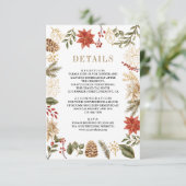Rood Goud Kerst Bloemen Trouwdetails Informatiekaartje (Staand voorkant)