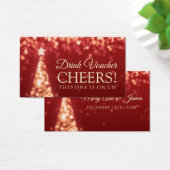 Rood Goud Kerst Bruiloft Drink Voucher Visitekaartje (Bureau)