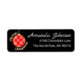 Rood Goud Kerst Ornament Zwart Retour Adres Etiket (Voorkant)