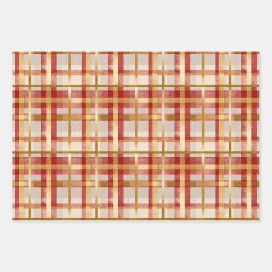 Rood Goud Kerst Plaid Inpakpapier Vel (Voorkant 2)