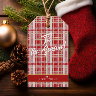 Rood Goud Kerst Plakken Patroon#2 ID1009 Cadeaulabel