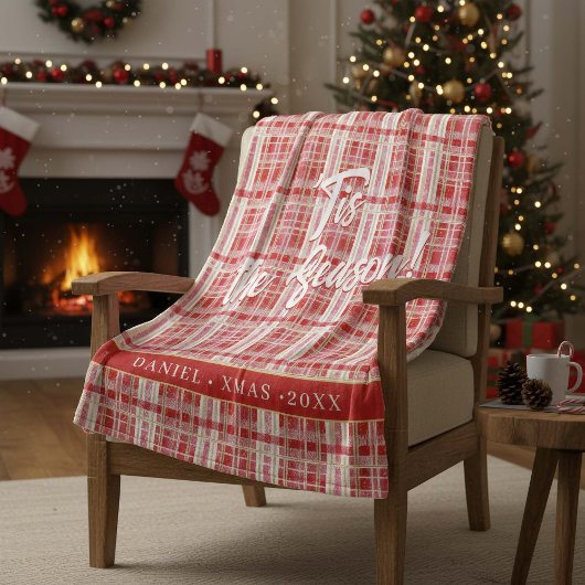 Rood Goud Kerst Plakken Patroon#2 ID1009 Fleece Deken