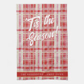 Rood Goud Kerst Plakken Patroon#2 ID1009 Theedoek (Verticaal)